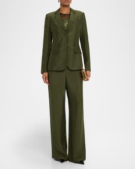 Crinkled Satin Single-Breasted Blazer