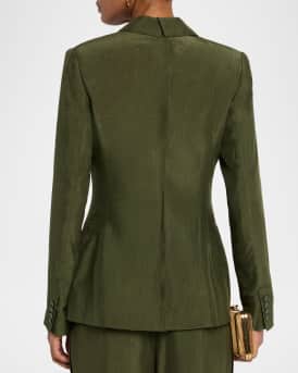 Crinkled Satin Single-Breasted Blazer