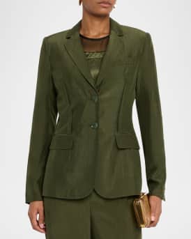 Crinkled Satin Single-Breasted Blazer