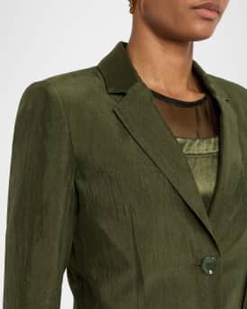 Crinkled Satin Single-Breasted Blazer
