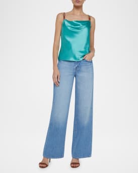 Lux Buckle-Strap Cowl Tank Top