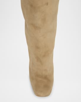 Suede Block-Heel Knee Boots