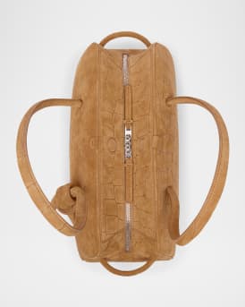 Le Turismo Croc-Embossed Suede Top-Handle Bowling Bag