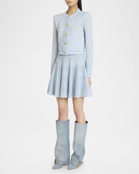 Anthem Washed Denim Buckle Knee-High Boots