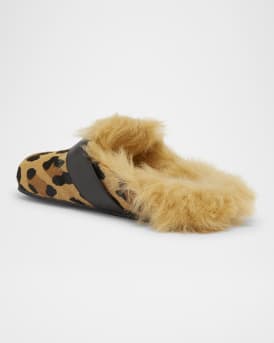 Anthem Leopard-Print Pony Faux Fur Mules