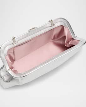 Skylar Frame Metallic Leather Clutch Bag