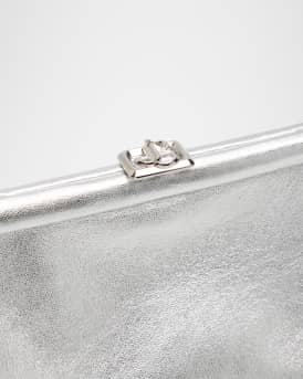 Skylar Frame Metallic Leather Clutch Bag