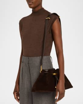 Bon Bon Ruched Suede Bucket Shoulder Bag