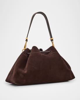 Bon Bon Ruched Suede Bucket Shoulder Bag