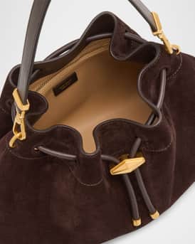 Bon Bon Ruched Suede Bucket Shoulder Bag