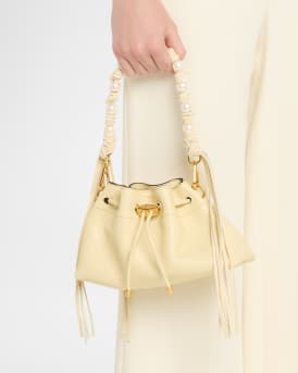 Cinch Small Pearly-Embellished Leather Shoulder Bag