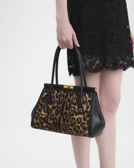 Marlene Leopard Leather Tote Bag 