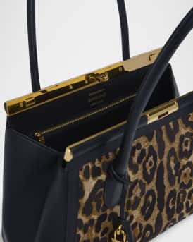 Marlene Leopard Leather Tote Bag 