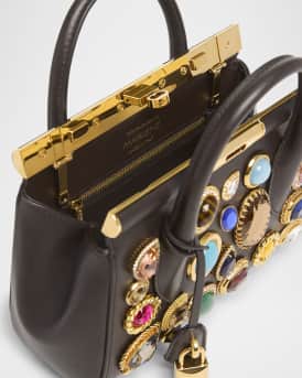 Marlene Small Jeweled Leather Top-Handle Bag