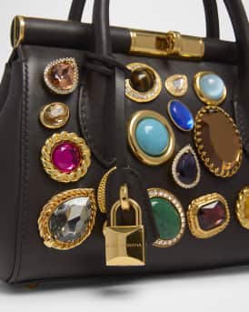 Marlene Small Jeweled Leather Top-Handle Bag