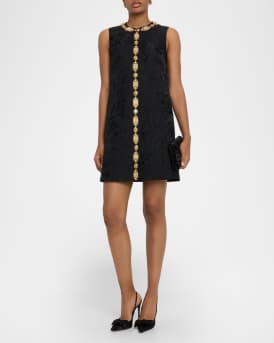 Peony Brocade Embellished Mini Dress