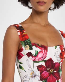 Floral Poplin Bustier Mini Dress