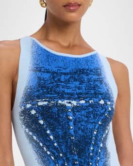 Hazel Denim Wavy Asymmetric Mini Dress