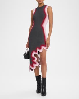 Hailey Reflective Wavy Asymmetric Dress