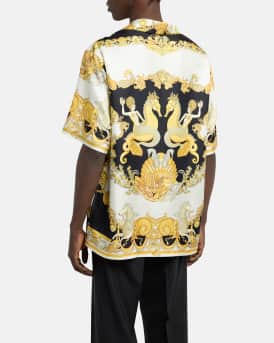 Men's Coral Theater Silk Twill Camp Shirt