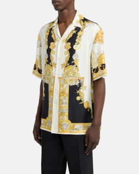 Men's Coral Theater Silk Twill Camp Shirt