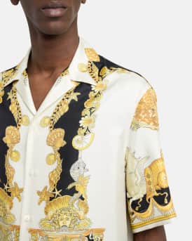 Men's Coral Theater Silk Twill Camp Shirt