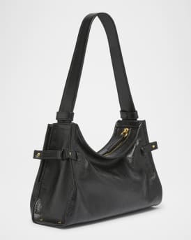 Logo Charm Hobo Bag in Shiny Leather