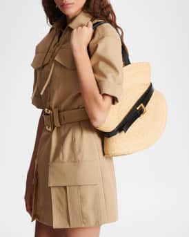 Shuffle Belted Shoulder Bag in Raffia