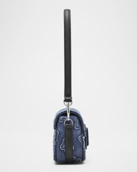 Puffy Daisy Shoulder Bag in Denim