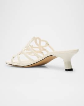 Petal Anagram Leather Caged Mule Sandals