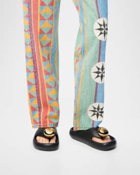 Pebble Patent Toe-Post Slide Sandals