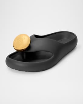 Pebble Patent Toe-Post Slide Sandals
