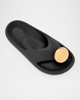 Pebble Patent Toe-Post Slide Sandals