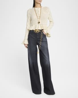 High-Rise Wide-Leg Palazzo Jeans
