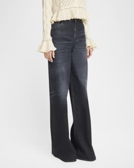 High-Rise Wide-Leg Palazzo Jeans