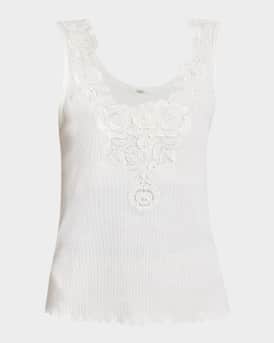 Ribbed Lace-Front Tank