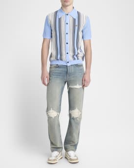 Men's MX1 Distressed Jeans with Pleated Suede