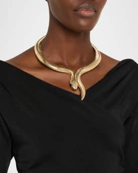 Golden Snake Hinge Collar Necklace