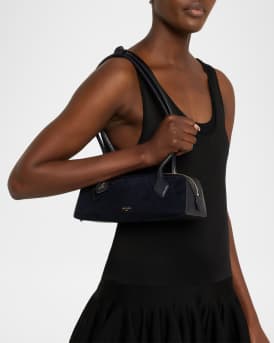 Le Teckel Small Shoulder Bag in Suede and Leather