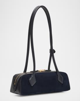 Le Teckel Small Shoulder Bag in Suede and Leather