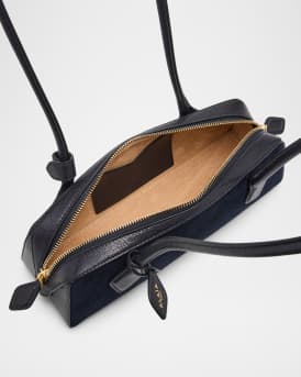 Le Teckel Small Shoulder Bag in Suede and Leather