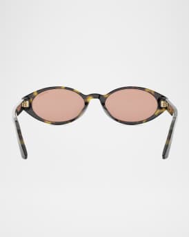 DiorPacific R1I Logo-Print Oval Sunglasses
