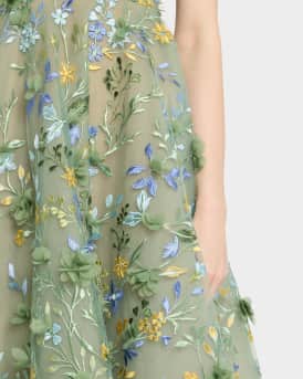 Saba Sleeveless Floral-Embroidered Midi Dress
