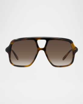 Slim Aviator Logo Sunglasses