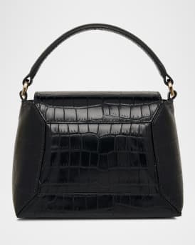 Mosaic Croc-Embossed Leather Top-Handle Bag