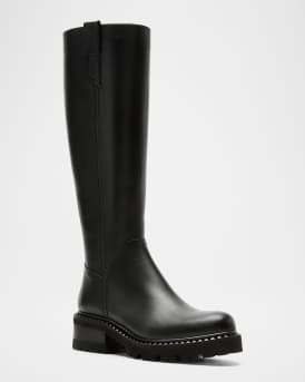 Cyrus Leather Lug-Sole Knee Boots
