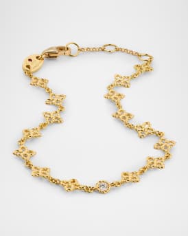 18K Yellow Gold Principessa Diamond Flower Link Bracelet