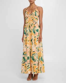 Palm Cotton Midi Dress