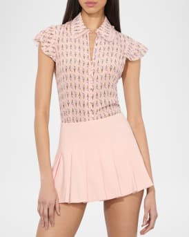 Martel Flutter-Sleeve Blouse