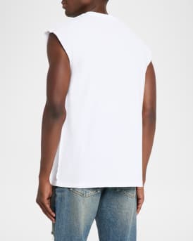 Men's Textured Jersey Sleeveless Logo Graphic T-Shirt